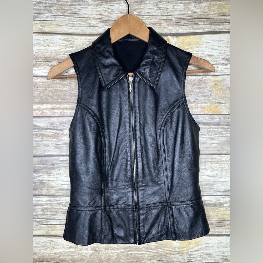 Vintage Wilsons S zip front leather vest stretch back